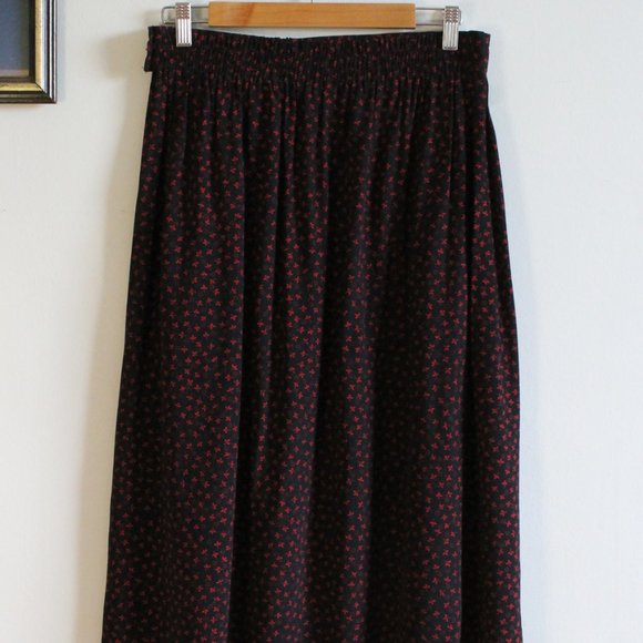 80s Jones New York 'Jones Wear Petite' Disty Floral Midi Skirt 28W - Picture 2 of 6